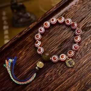Sacred Agate Dzi Energy Shield Bracelet