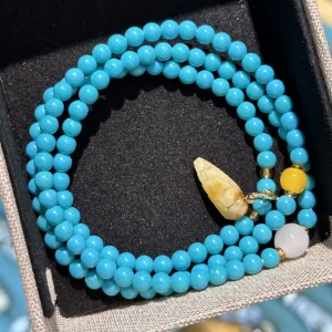 Turquoise amber Bodhi leaf bracelet