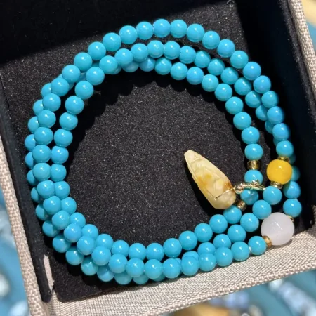 Turquoise amber Bodhi leaf bracelet
